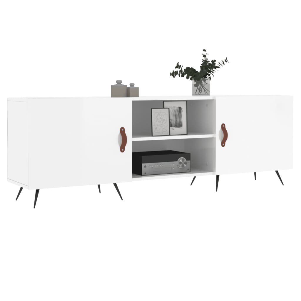 Meuble TV blanc brillant 150x30x50 cm bois d'ingénierie - XIOS