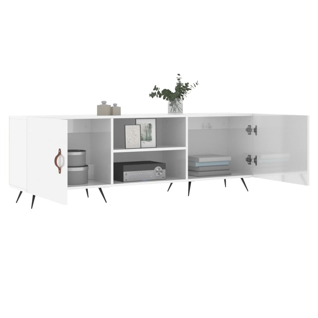 Meuble TV blanc brillant 150x30x50 cm bois d'ingénierie - XIOS