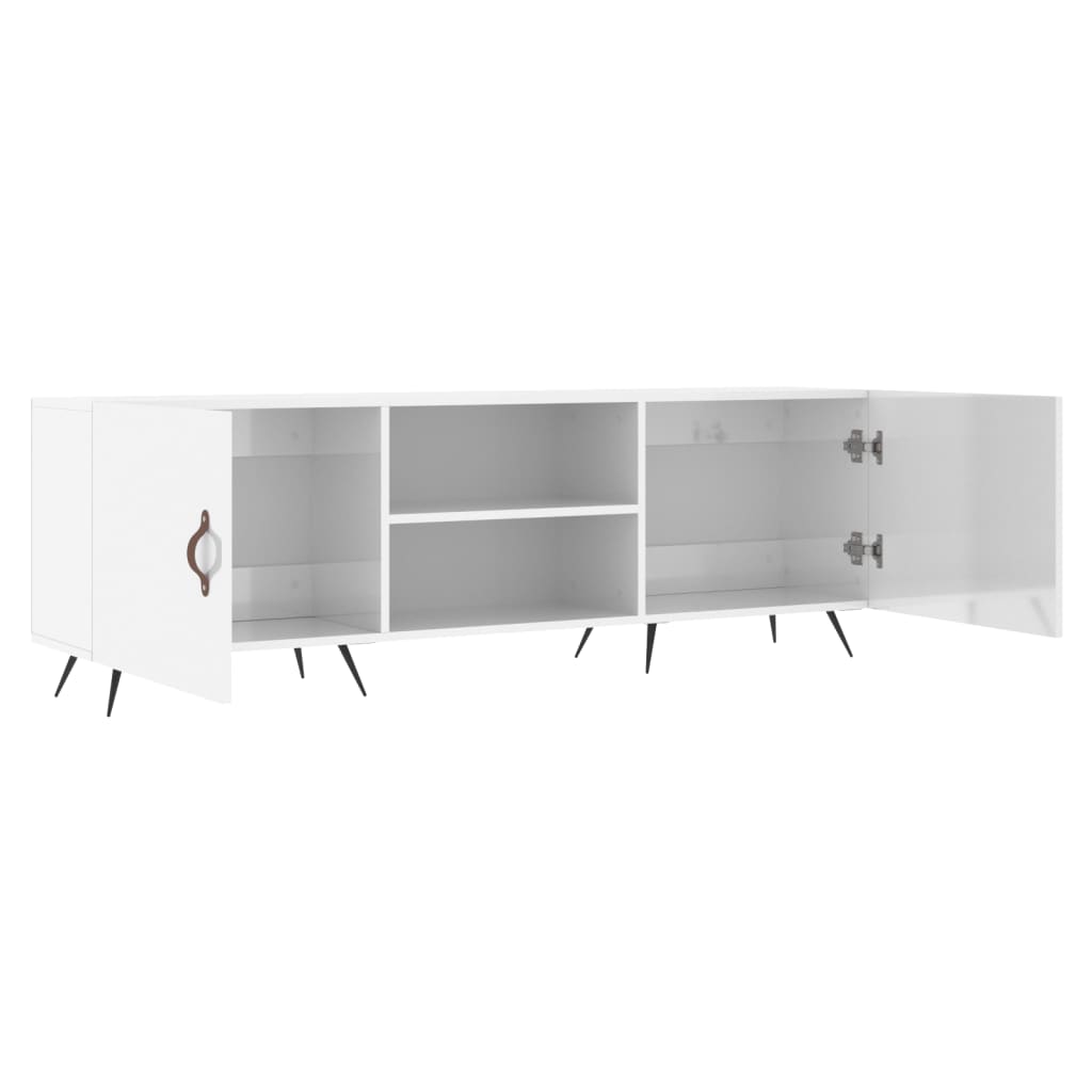 Meuble TV blanc brillant 150x30x50 cm bois d'ingénierie - XIOS