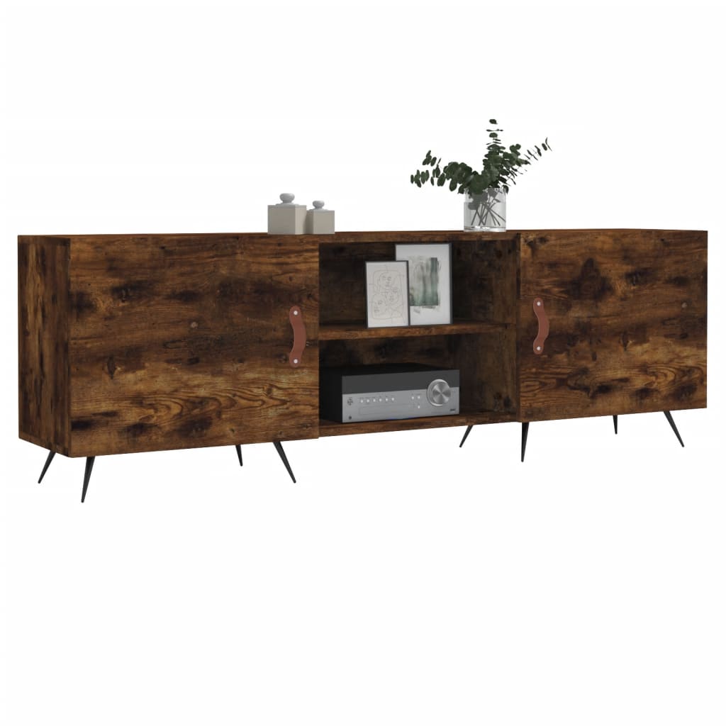 Meuble TV chêne fumé 150x30x50 cm bois d'ingénierie - XIOS