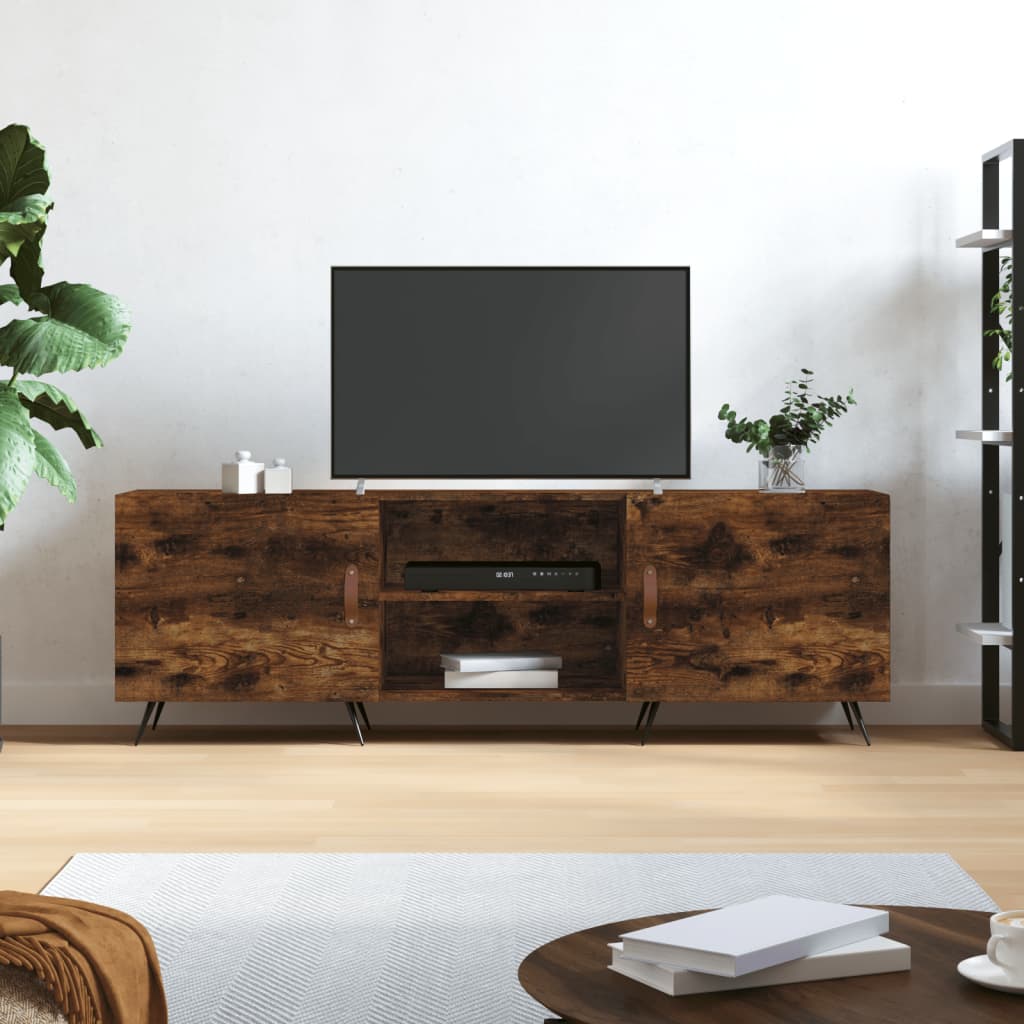 Meuble TV chêne fumé 150x30x50 cm bois d'ingénierie - XIOS