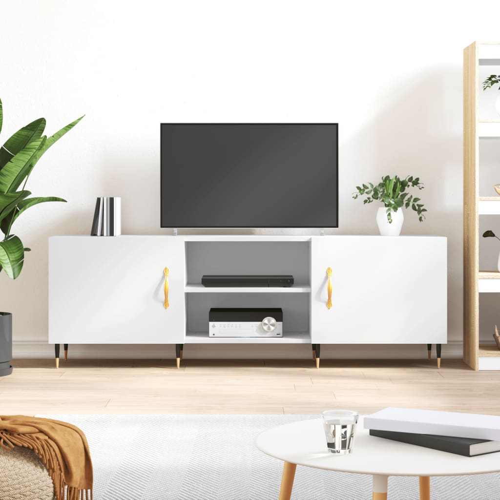 Meuble TV blanc 150x30x50 cm bois d'ingénierie - XIOS