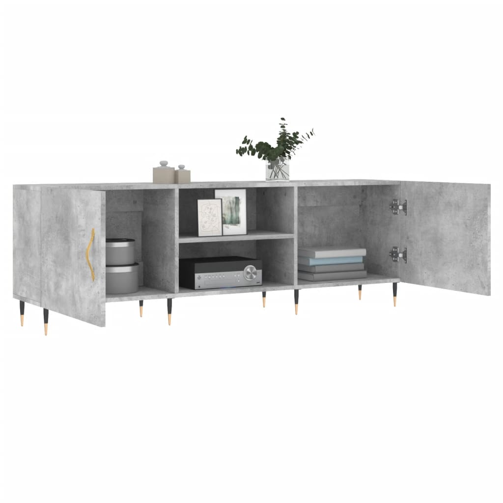 Meuble TV gris béton 150x30x50 cm bois d'ingénierie - XIOS