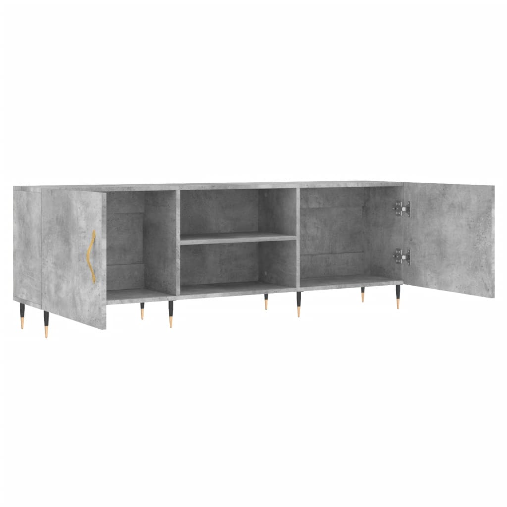 Meuble TV gris béton 150x30x50 cm bois d'ingénierie - XIOS