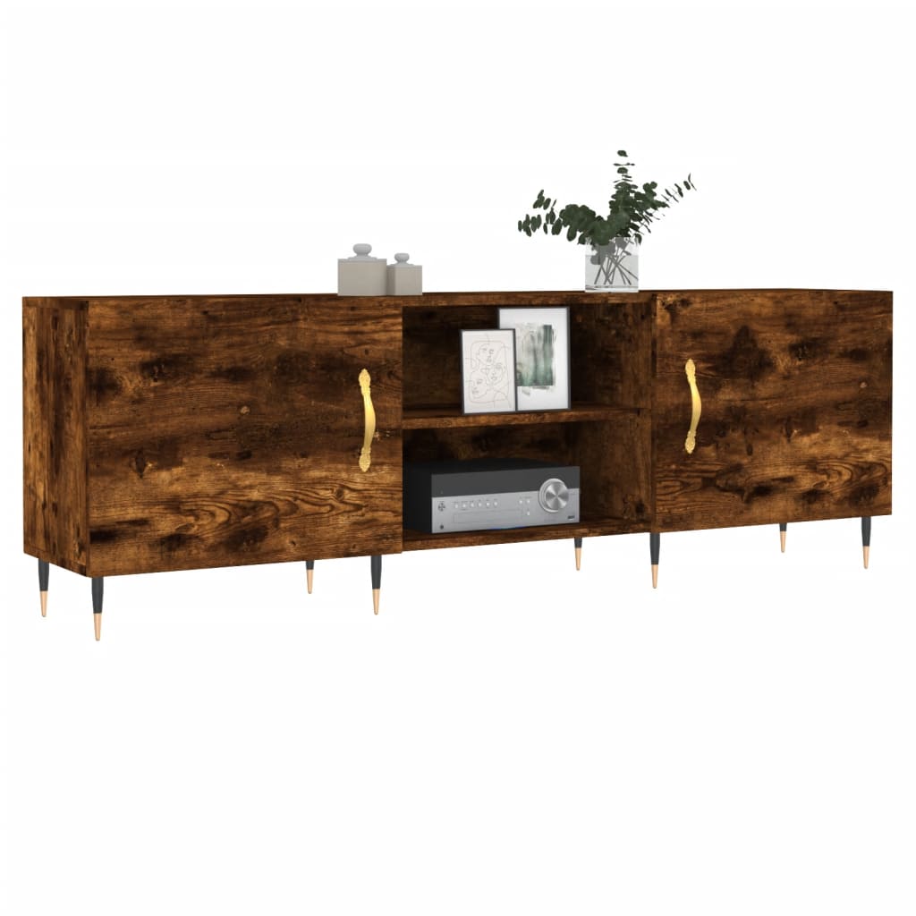 Meuble TV chêne fumé 150x30x50 cm bois d'ingénierie - XIOS