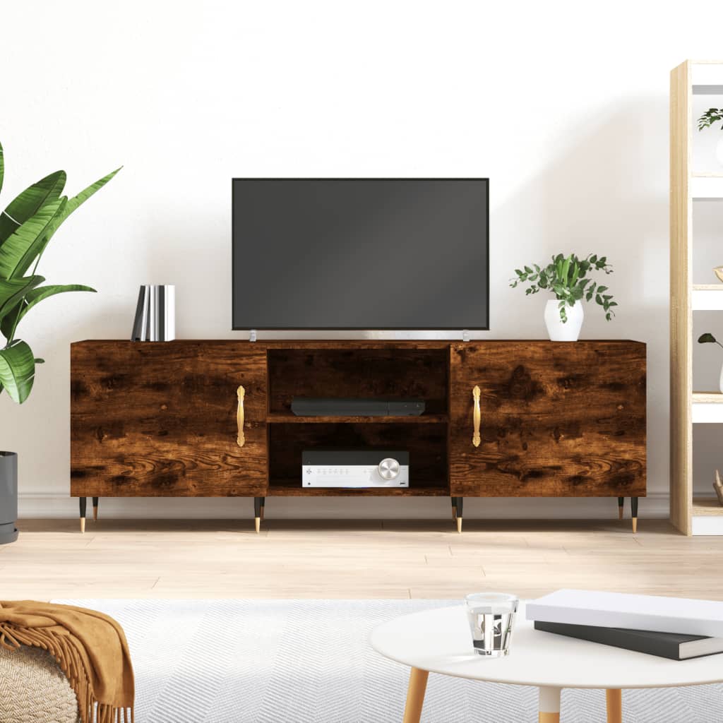 Meuble TV chêne fumé 150x30x50 cm bois d'ingénierie - XIOS