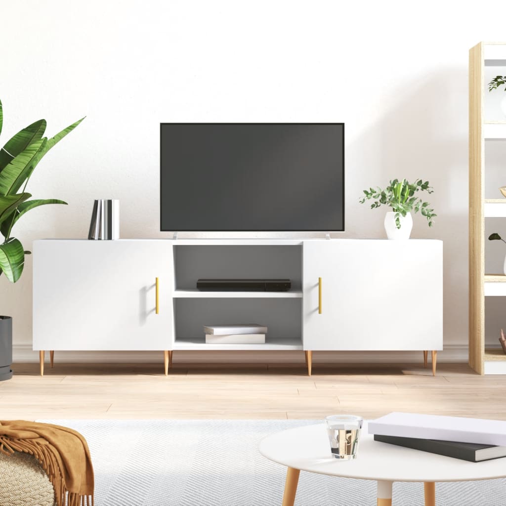 Meuble TV blanc 150x30x50 cm bois d'ingénierie - XIOS