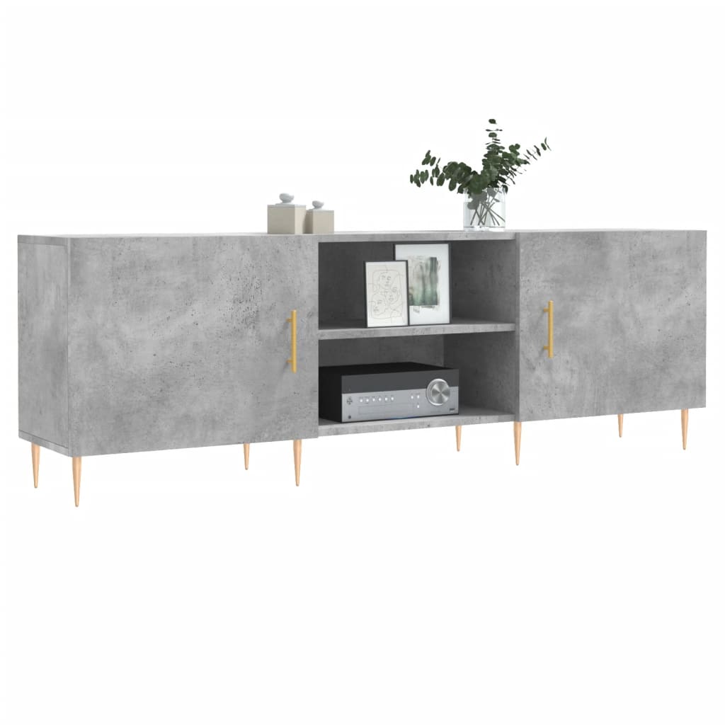 Meuble TV gris béton 150x30x50 cm bois d'ingénierie - XIOS