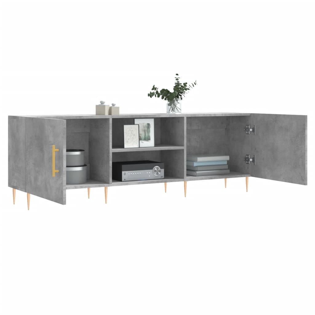 Meuble TV gris béton 150x30x50 cm bois d'ingénierie - XIOS