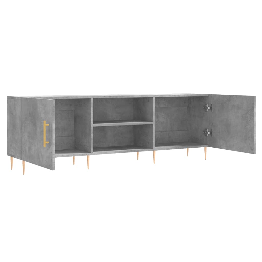 Meuble TV gris béton 150x30x50 cm bois d'ingénierie - XIOS