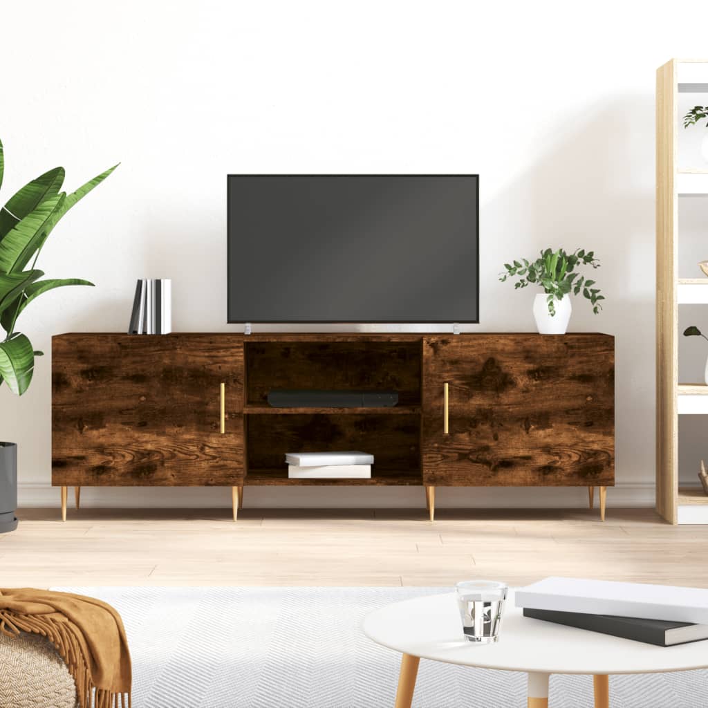 Meuble TV chêne fumé 150x30x50 cm bois d'ingénierie - XIOS