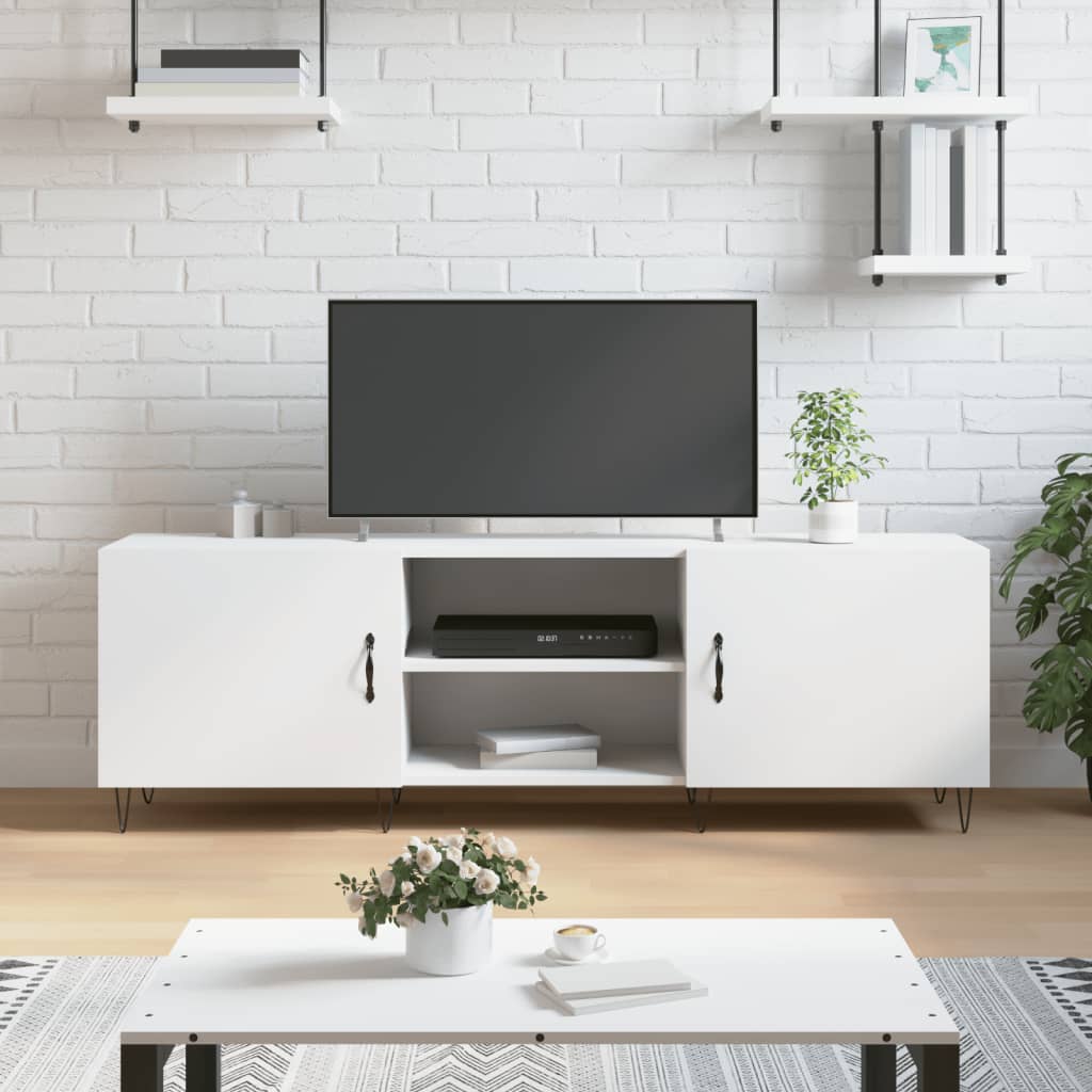 Meuble TV blanc 150x30x50 cm bois d'ingénierie - XIOS