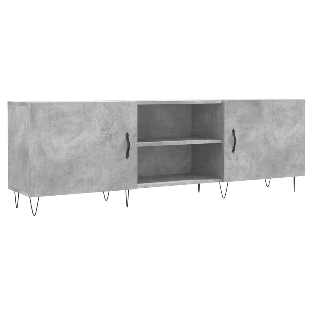 Meuble TV gris béton 150x30x50 cm bois d'ingénierie - XIOS