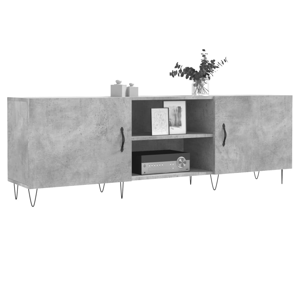 Meuble TV gris béton 150x30x50 cm bois d'ingénierie - XIOS