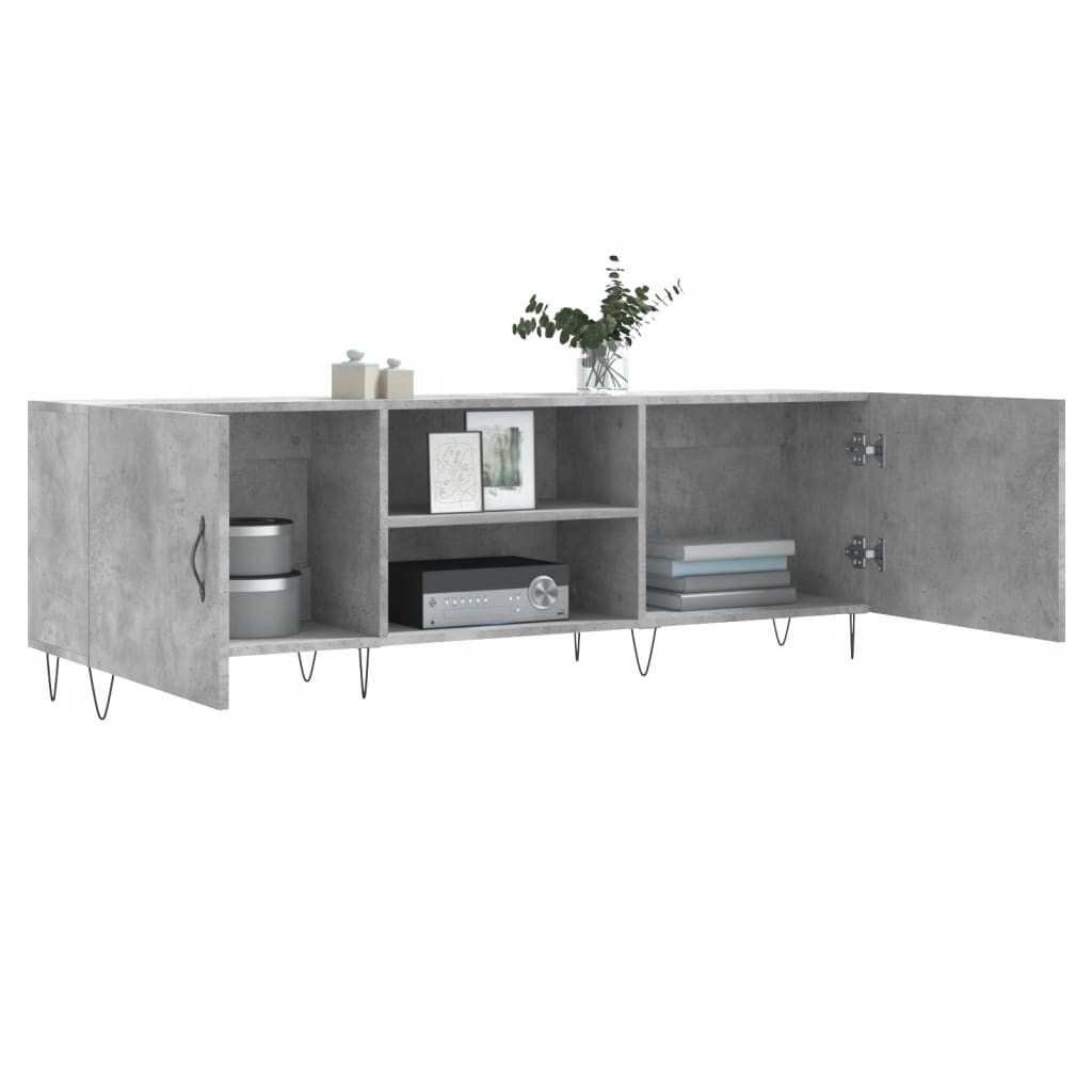 Meuble TV gris béton 150x30x50 cm bois d'ingénierie - XIOS