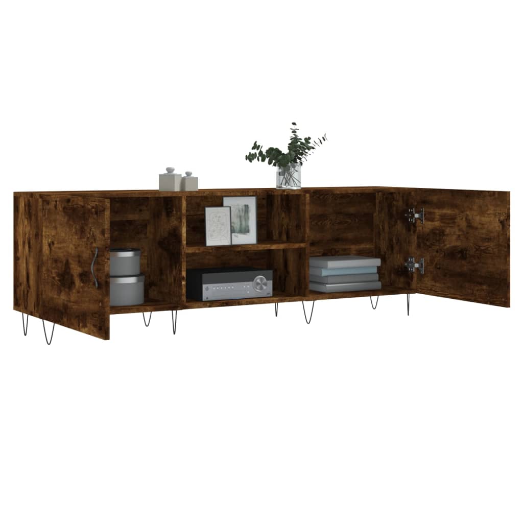 Meuble TV chêne fumé 150x30x50 cm bois d'ingénierie - XIOS