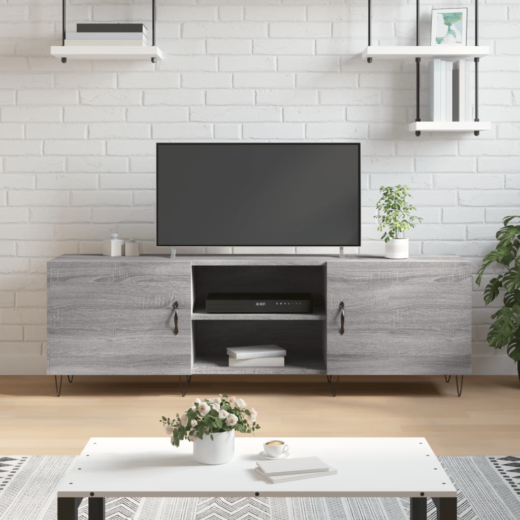 Meuble TV sonoma gris 150x30x50 cm bois d'ingénierie - XIOS