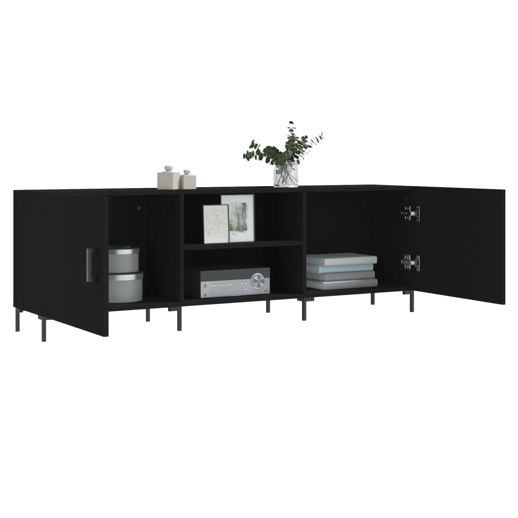 Meuble TV noir 150x30x50 cm bois d'ingénierie - XIOS