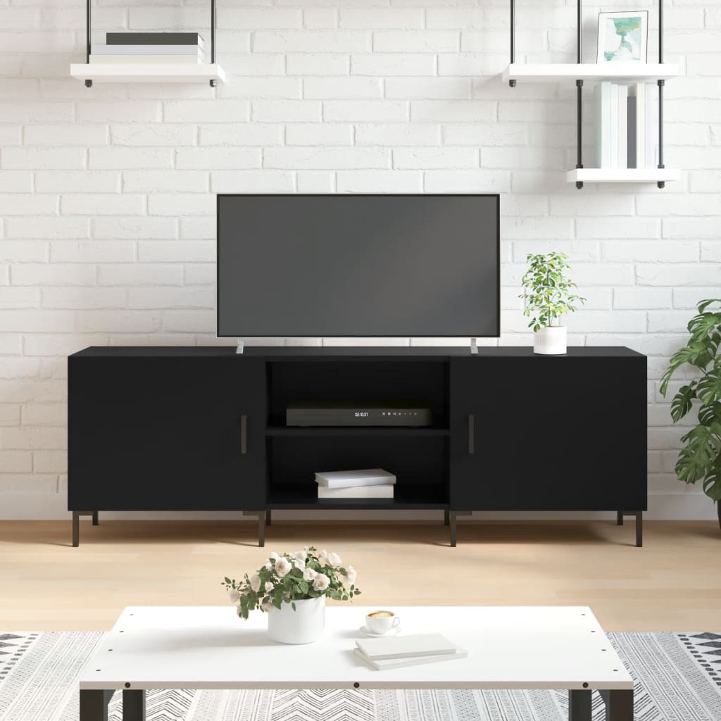 Meuble TV noir 150x30x50 cm bois d'ingénierie - XIOS