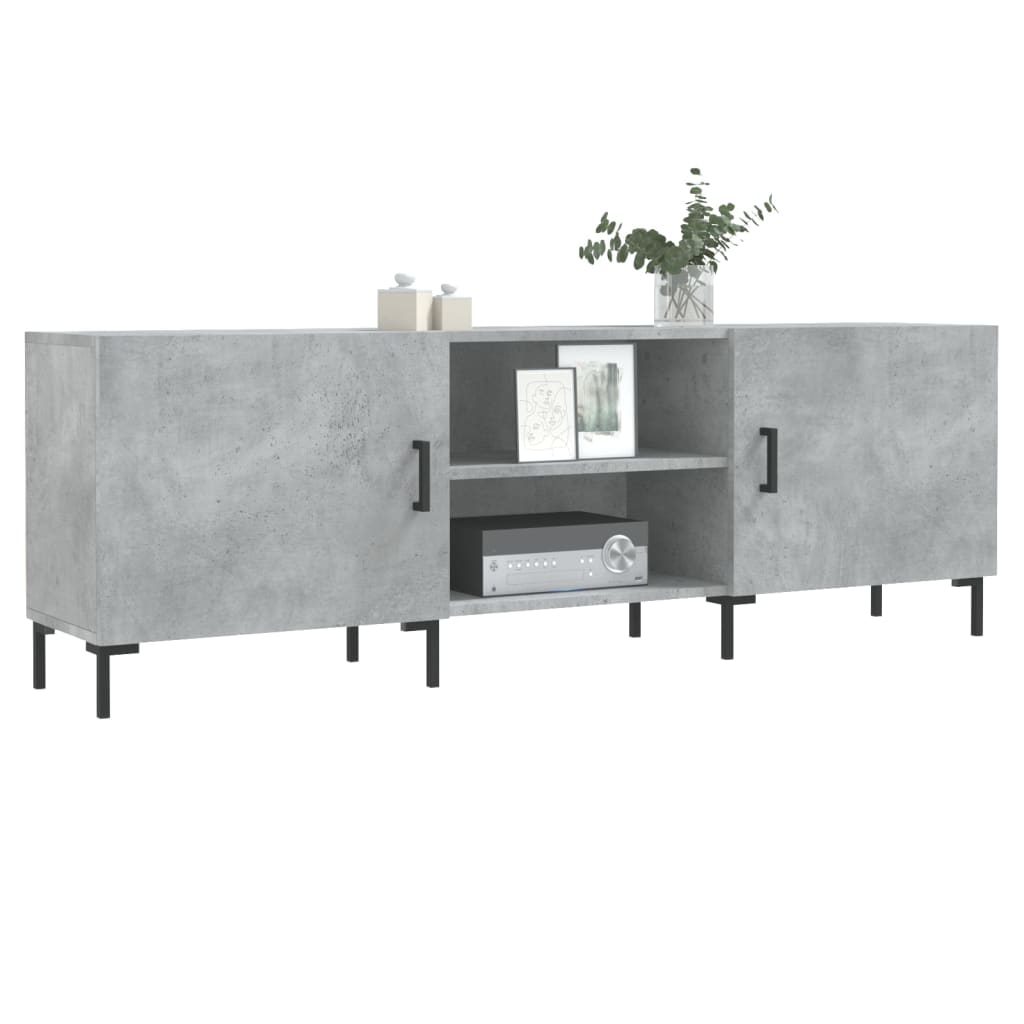 Meuble TV gris béton 150x30x50 cm bois d'ingénierie - XIOS