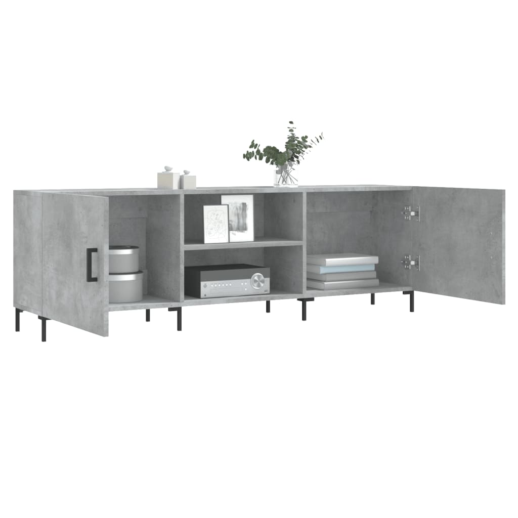 Meuble TV gris béton 150x30x50 cm bois d'ingénierie - XIOS