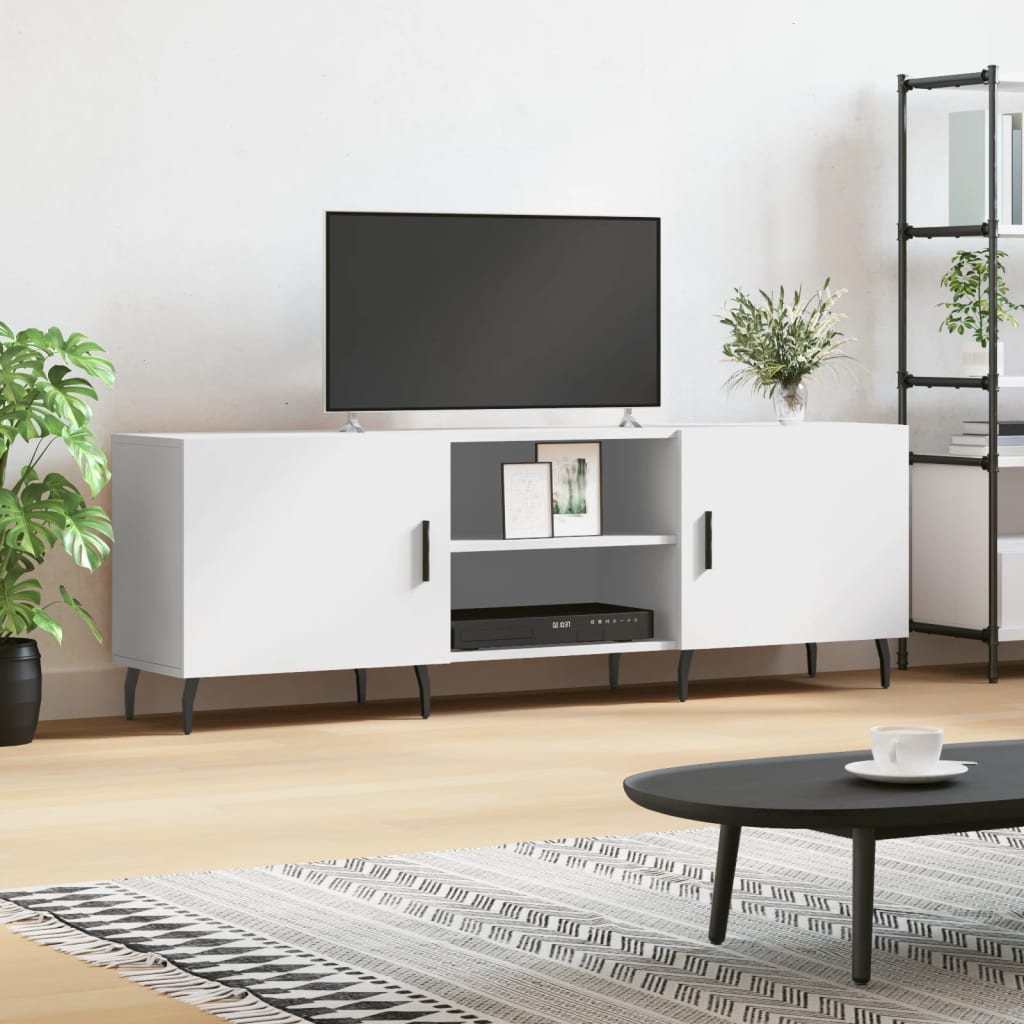 Meuble TV blanc 150x30x50 cm bois d'ingénierie - XIOS