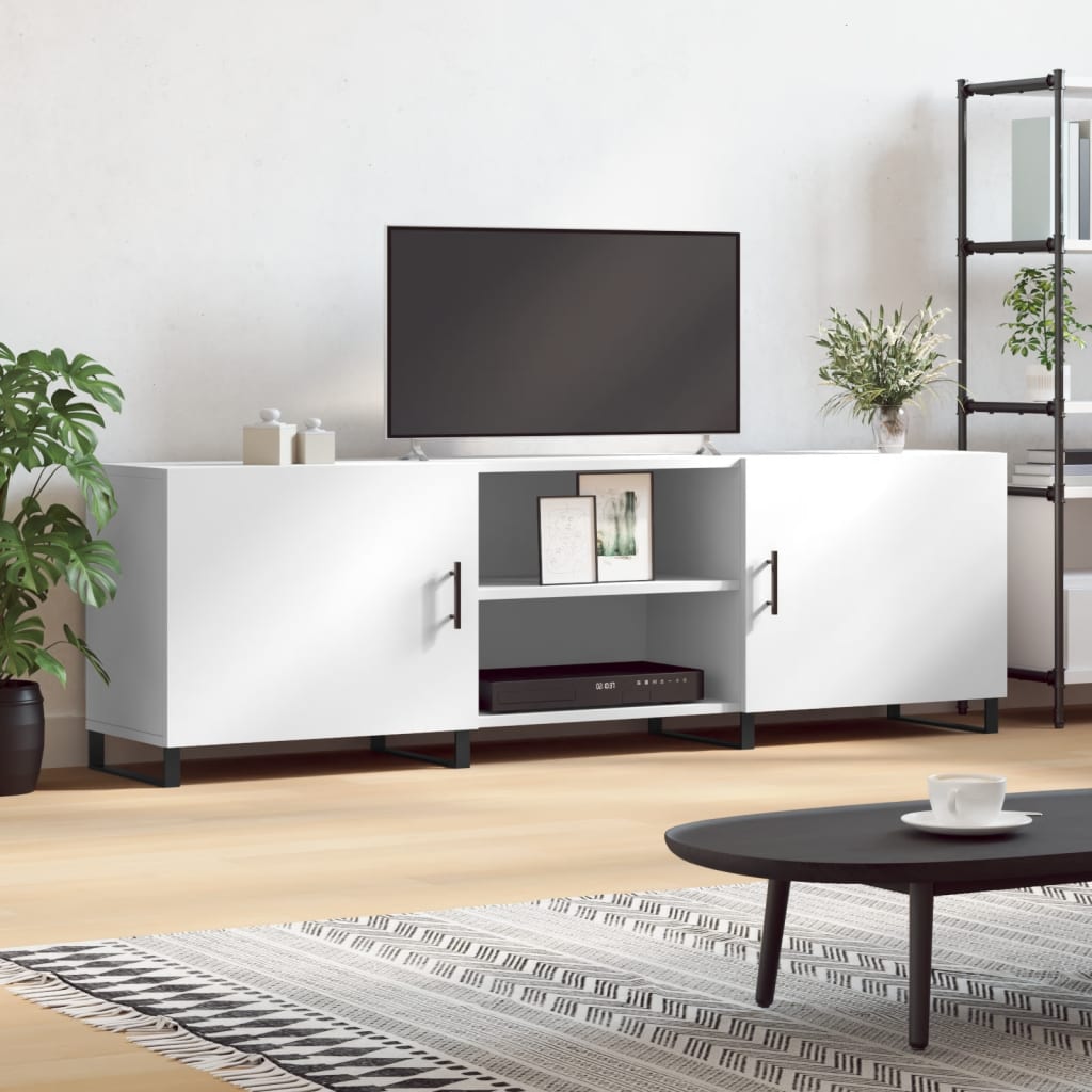 Meuble TV blanc 150x30x50 cm bois d'ingénierie - XIOS