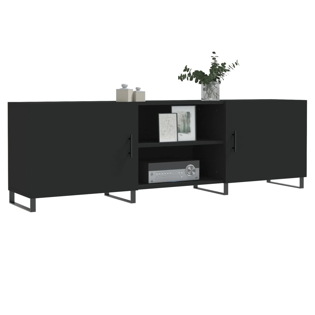 Meuble TV noir 150x30x50 cm bois d'ingénierie - XIOS
