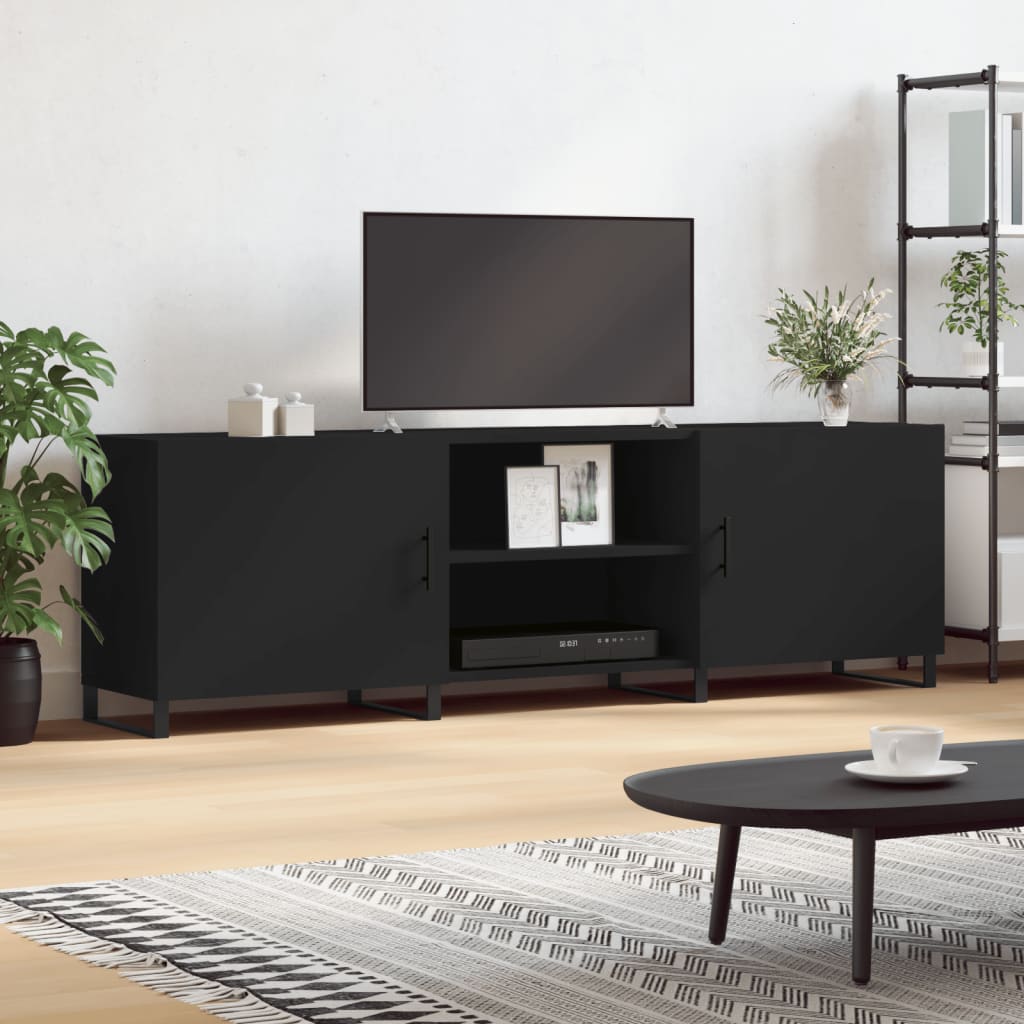 Meuble TV noir 150x30x50 cm bois d'ingénierie - XIOS