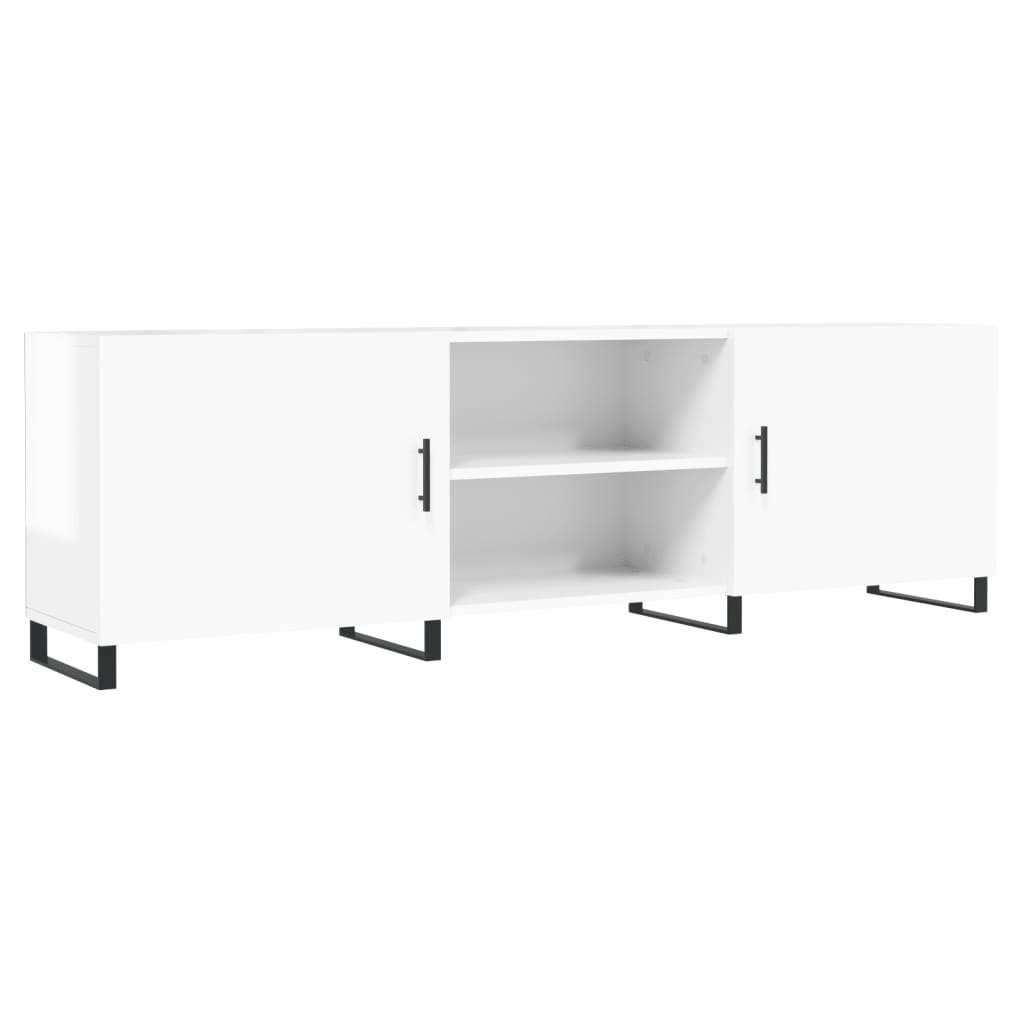 Meuble TV blanc brillant 150x30x50 cm bois d'ingénierie - XIOS