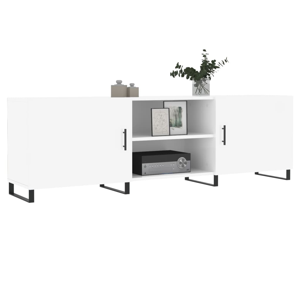 Meuble TV blanc brillant 150x30x50 cm bois d'ingénierie - XIOS