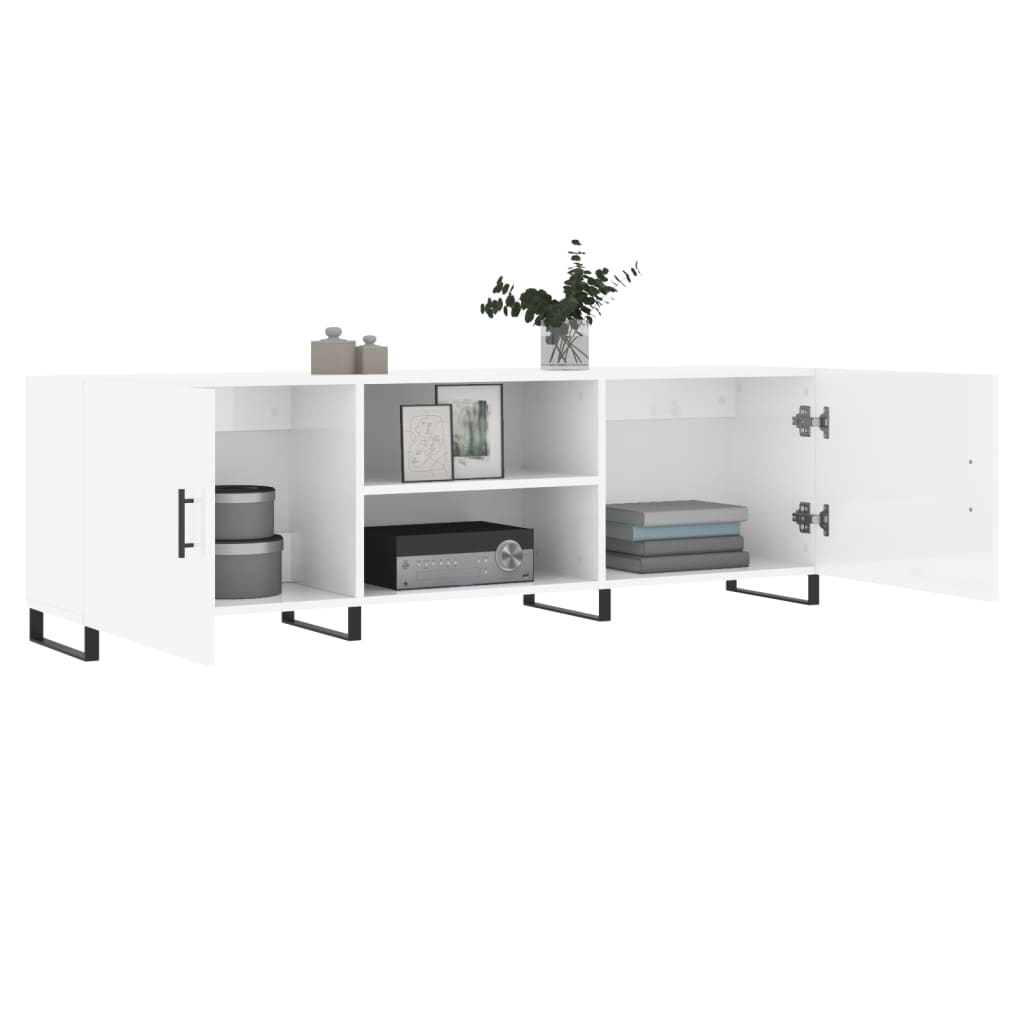 Meuble TV blanc brillant 150x30x50 cm bois d'ingénierie - XIOS