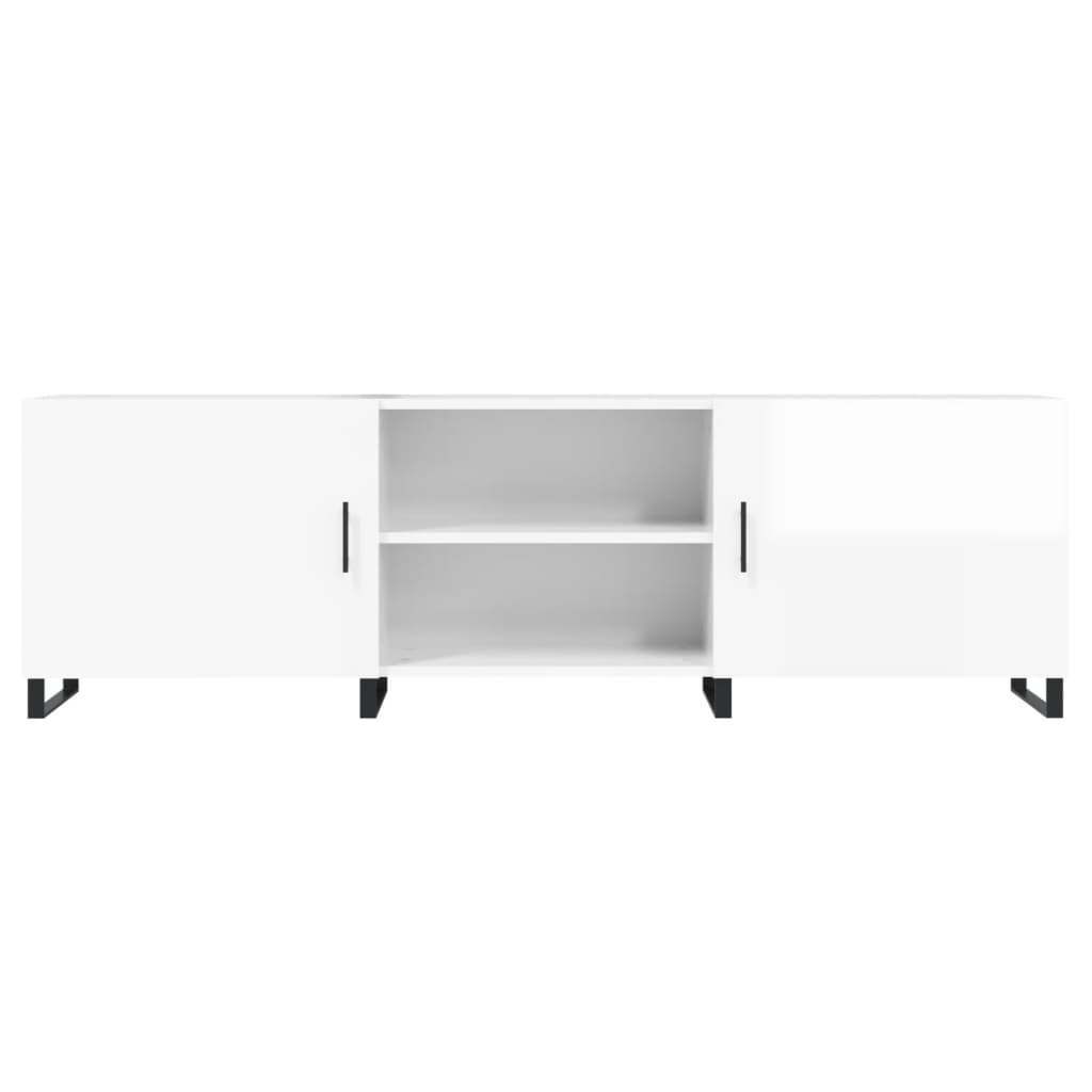 Meuble TV blanc brillant 150x30x50 cm bois d'ingénierie - XIOS