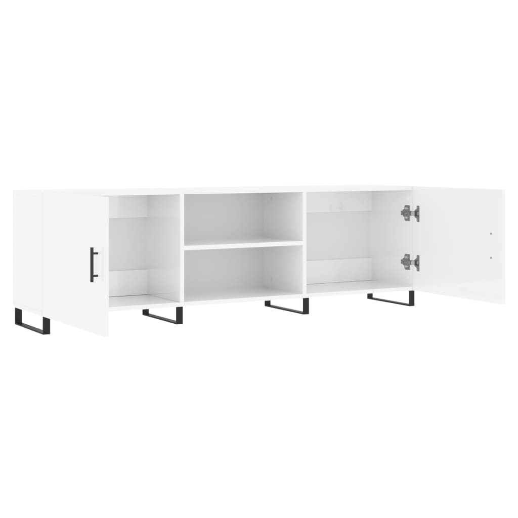 Meuble TV blanc brillant 150x30x50 cm bois d'ingénierie - XIOS