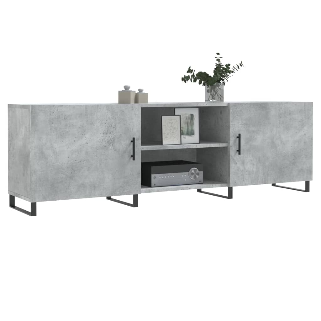 Meuble TV gris béton 150x30x50 cm bois d'ingénierie - XIOS
