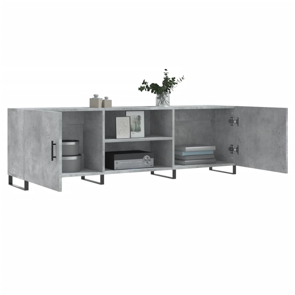 Meuble TV gris béton 150x30x50 cm bois d'ingénierie - XIOS