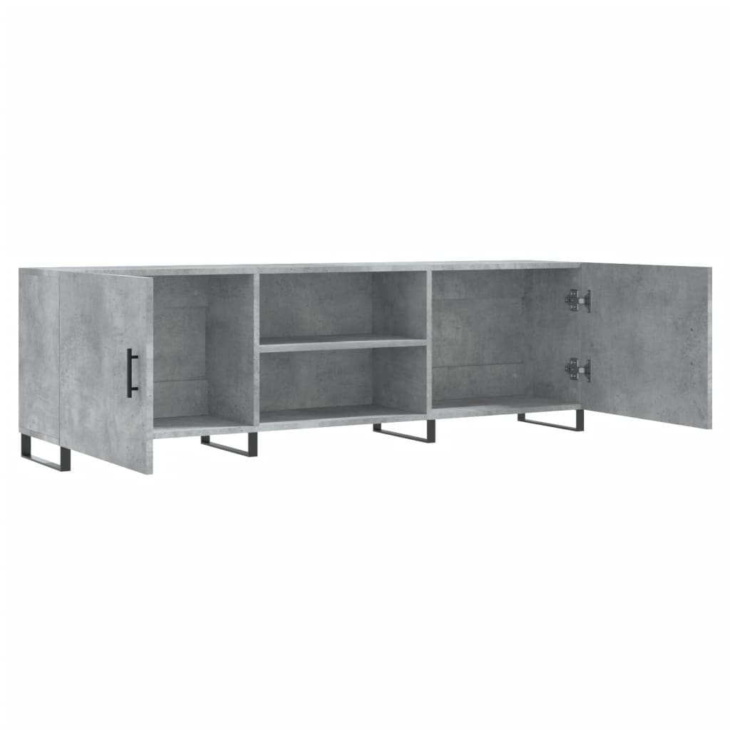Meuble TV gris béton 150x30x50 cm bois d'ingénierie - XIOS