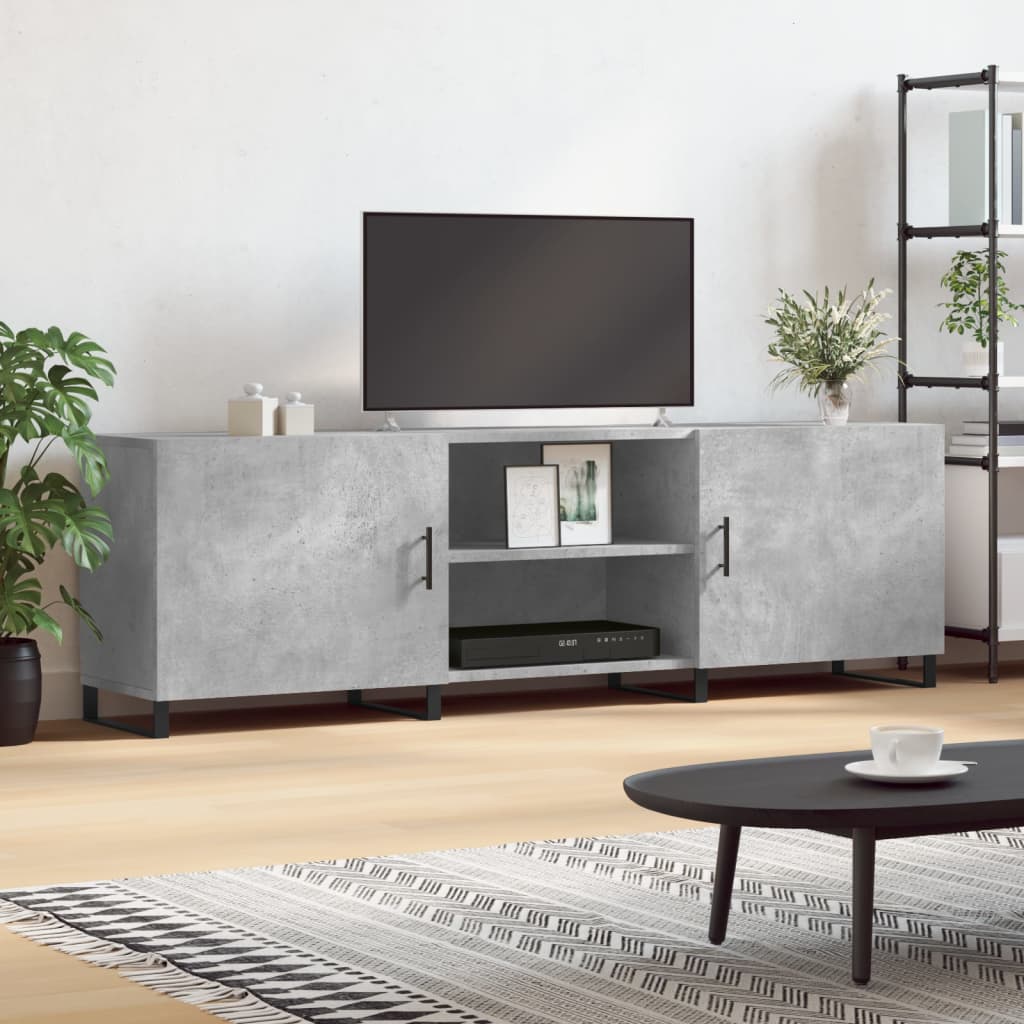 Meuble TV gris béton 150x30x50 cm bois d'ingénierie - XIOS