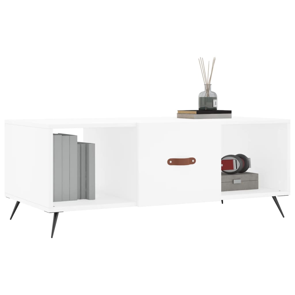 Table basse blanc 102x50x40 cm bois d'ingénierie - XIOS