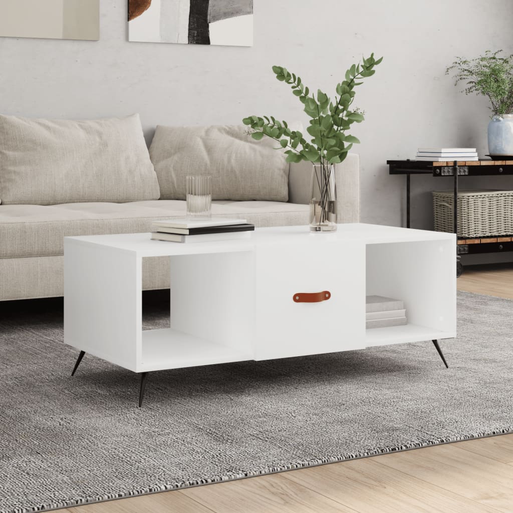 Table basse blanc 102x50x40 cm bois d'ingénierie - XIOS
