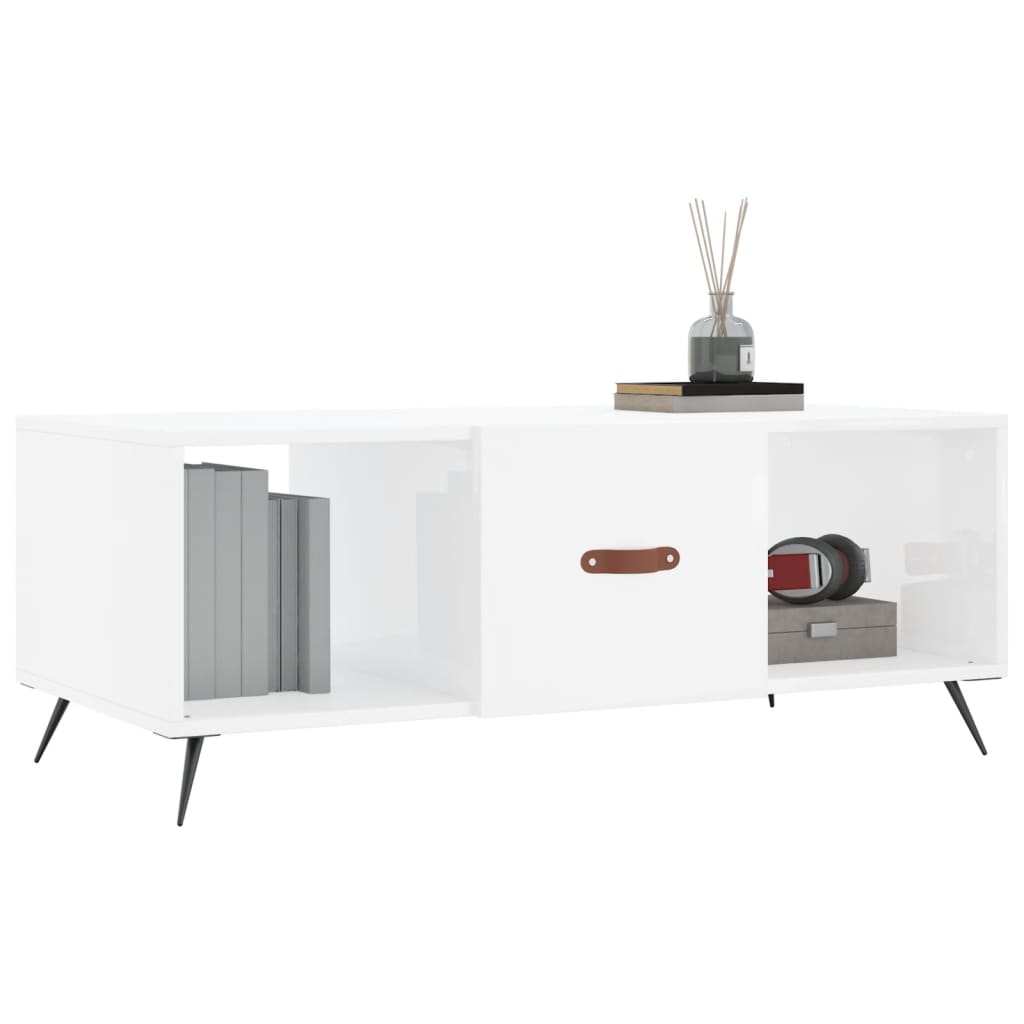 Table basse Blanc brillant 102x50x40 cm Bois d'ingénierie - XIOS