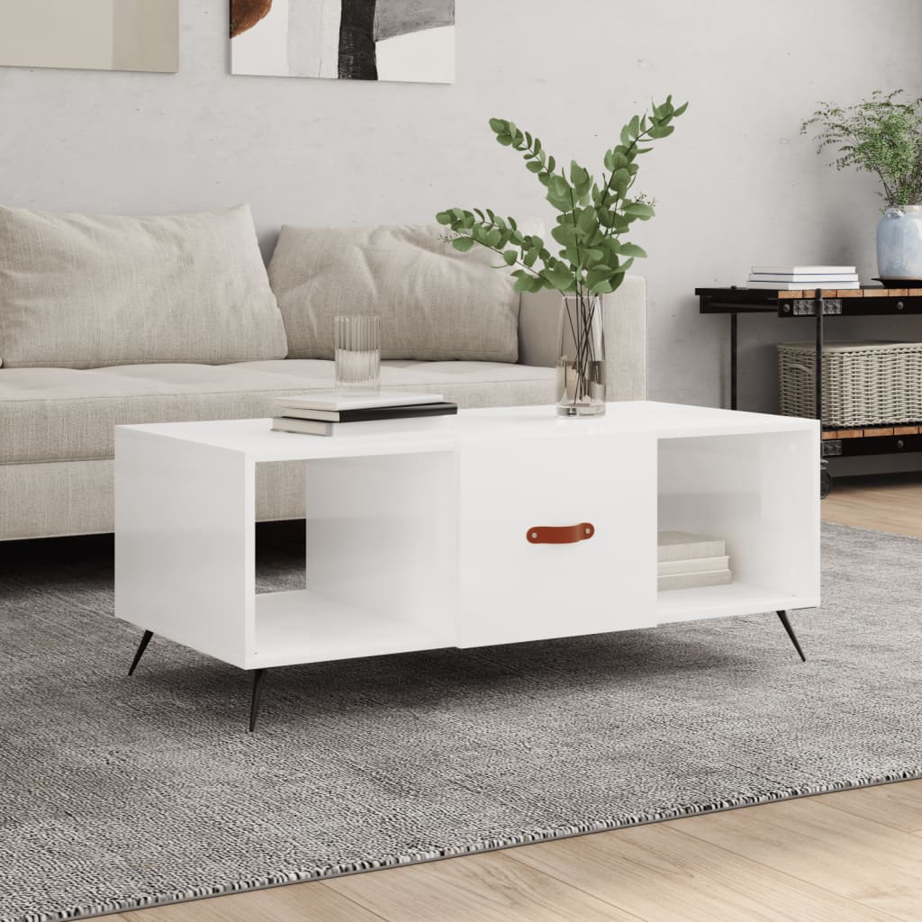 Table basse Blanc brillant 102x50x40 cm Bois d'ingénierie - XIOS