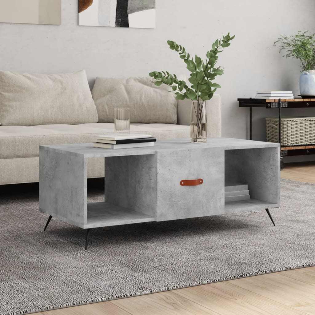 Table basse gris béton 102x50x40 cm bois d'ingénierie - XIOS