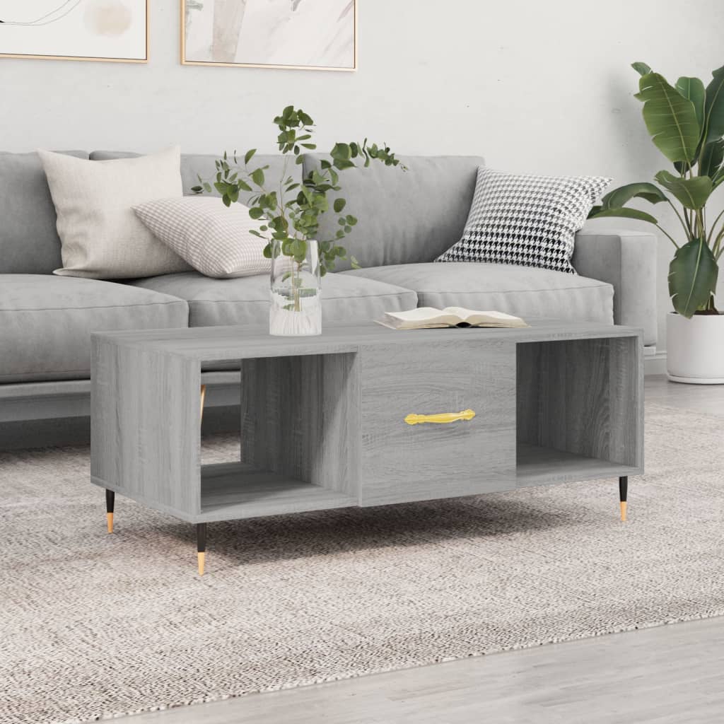 Table basse sonoma gris 102x50x40 cm bois d'ingénierie - XIOS
