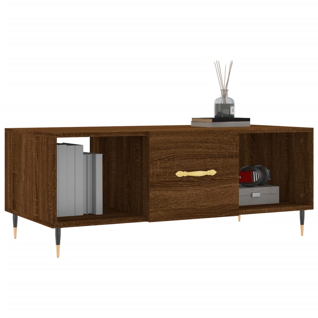 Table basse chêne marron 102x50x40 cm bois d'ingénierie - XIOS