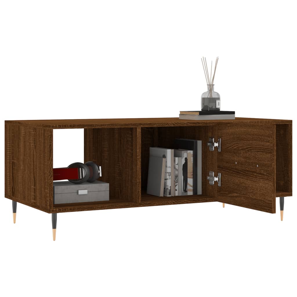 Table basse chêne marron 102x50x40 cm bois d'ingénierie - XIOS