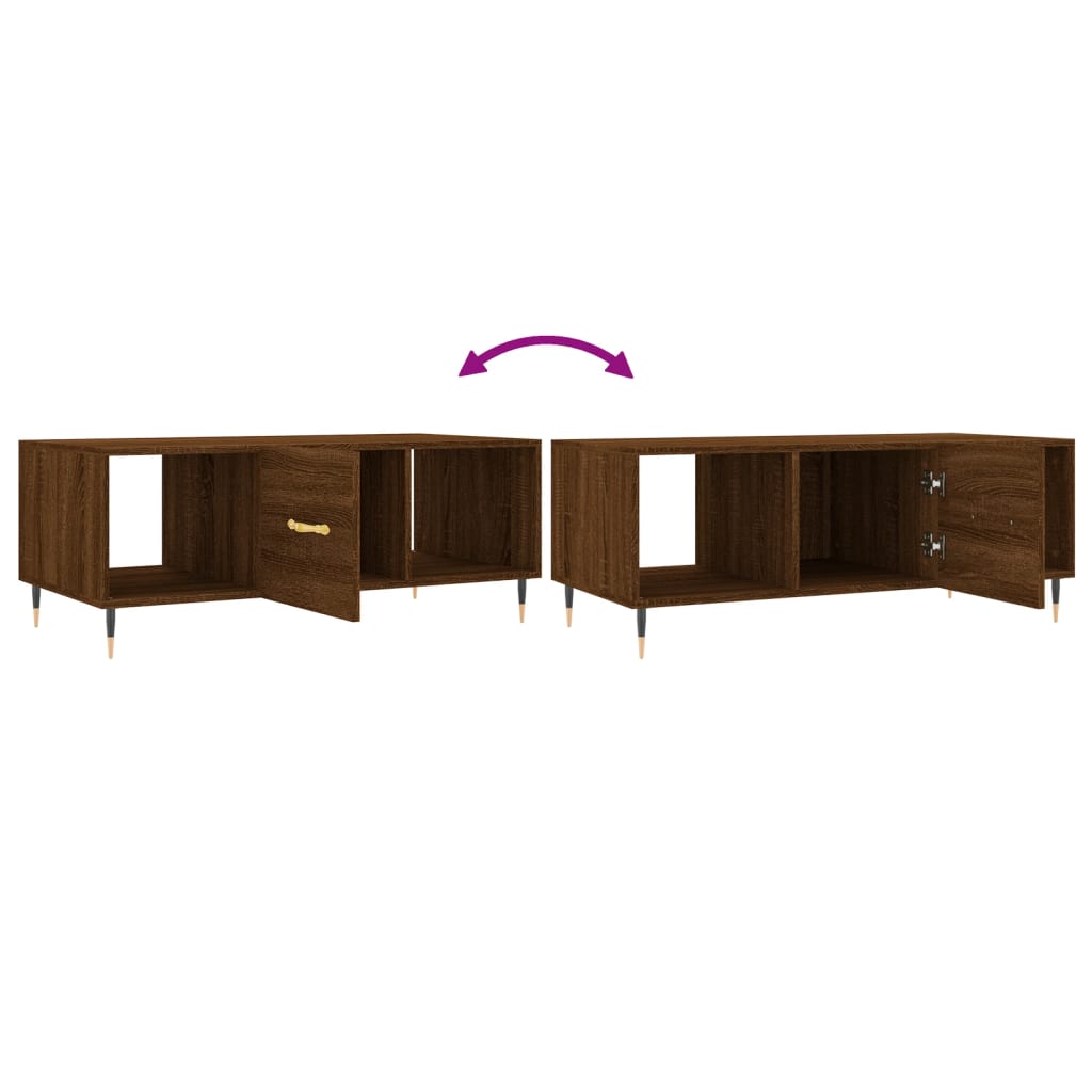 Table basse chêne marron 102x50x40 cm bois d'ingénierie - XIOS