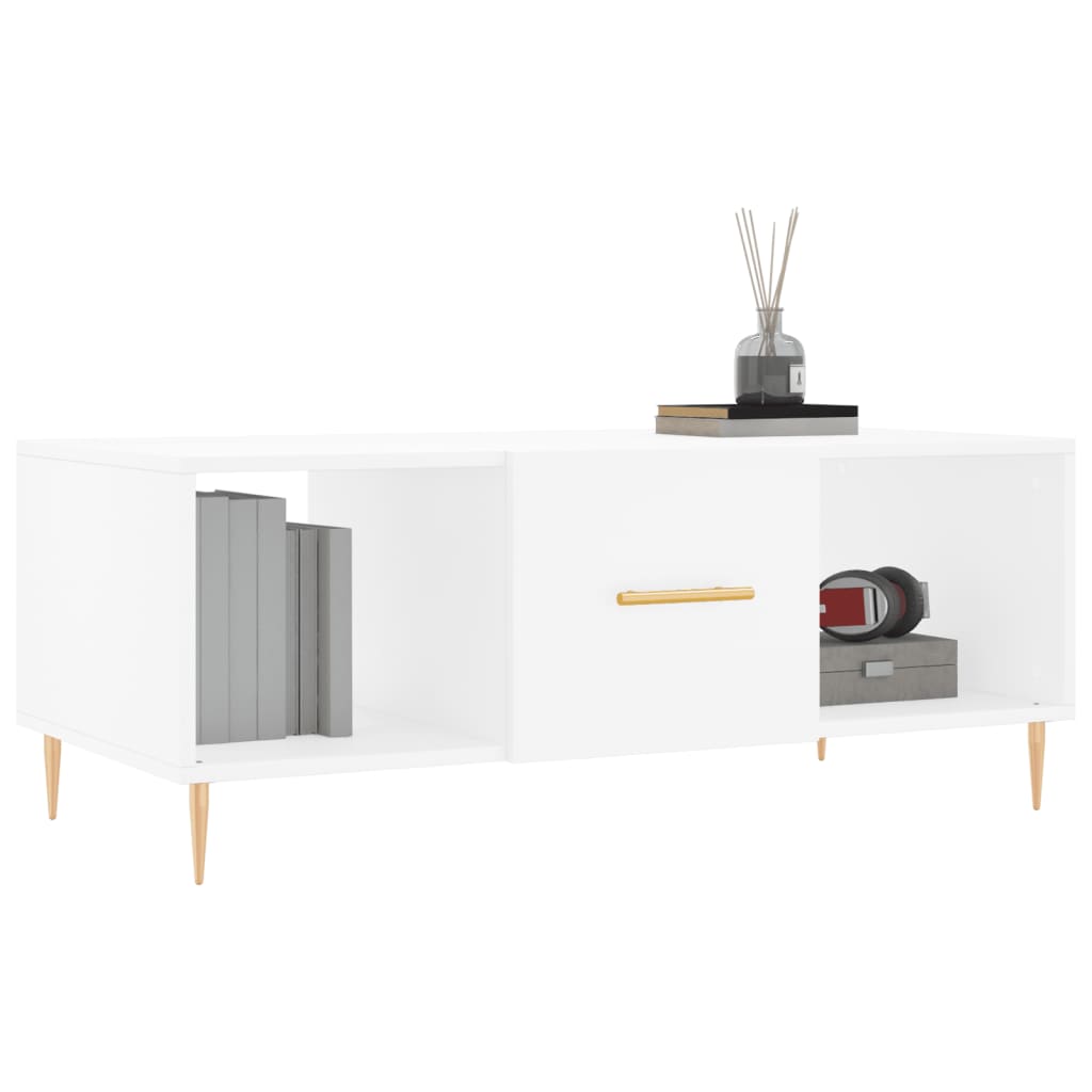 Table basse blanc 102x50x40 cm bois d'ingénierie - XIOS