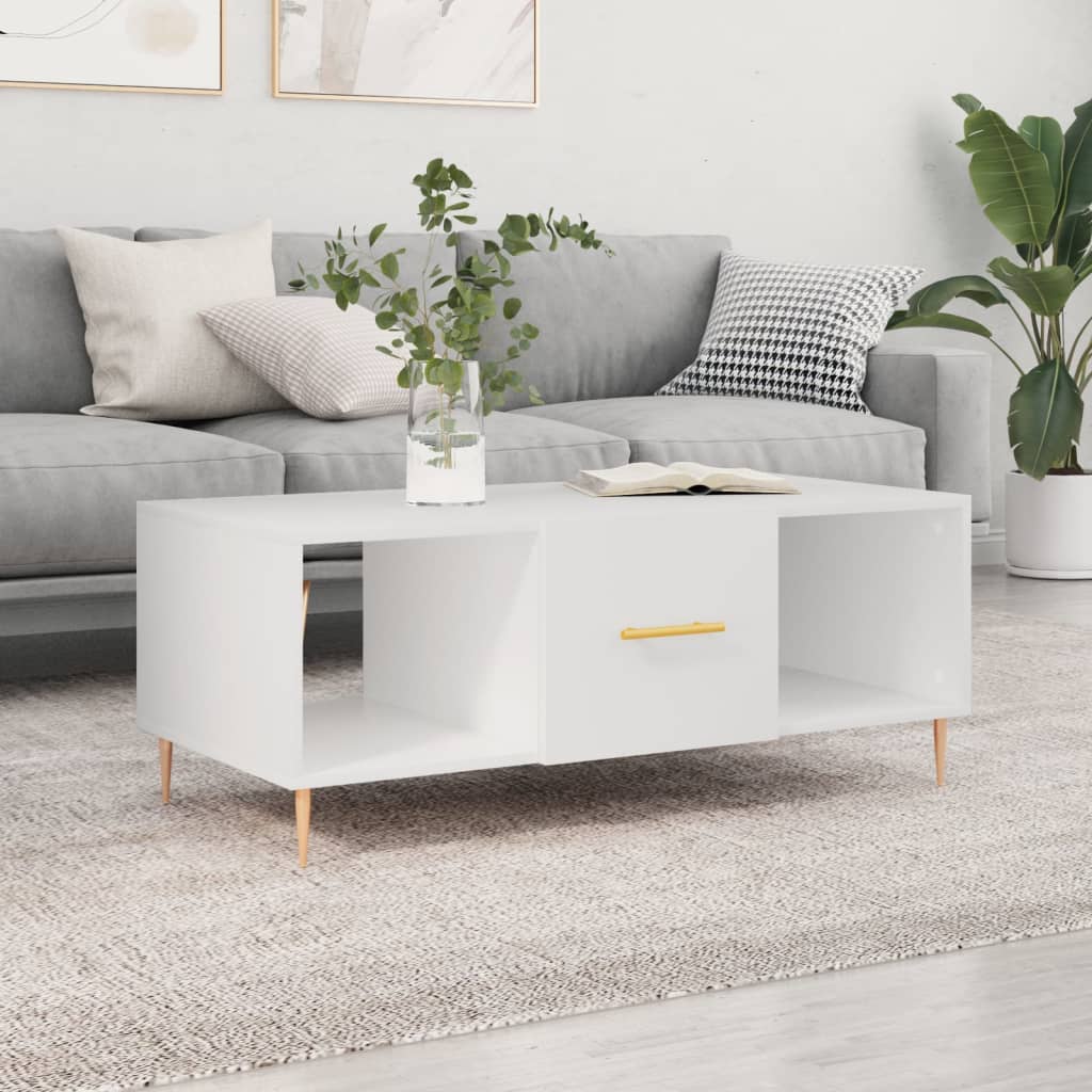Table basse blanc 102x50x40 cm bois d'ingénierie - XIOS