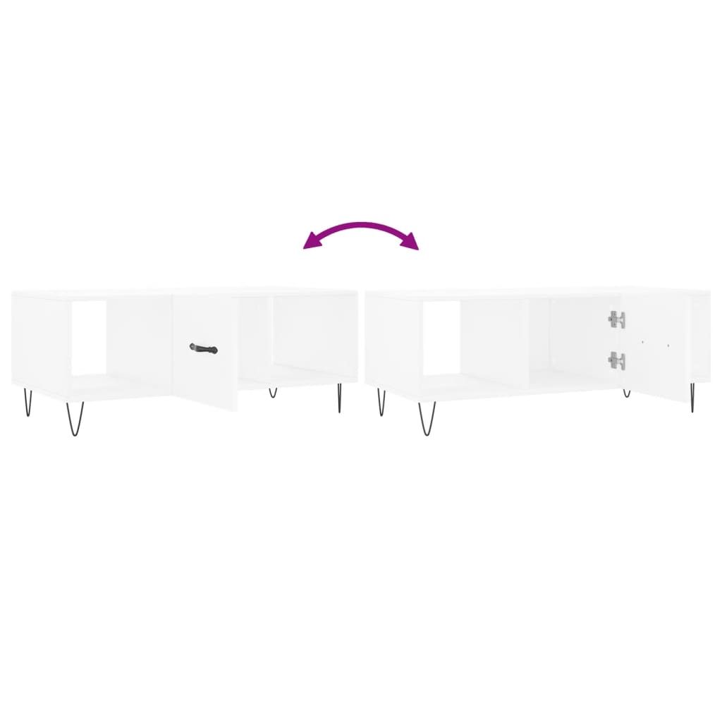 Table basse blanc 102x50x40 cm bois d'ingénierie - XIOS